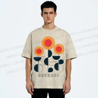 Unisex Bauhaus Geometric Flowers Printed Washed Tee