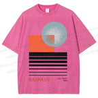 Unisex Bauhaus Geometry Printed Washed Tee