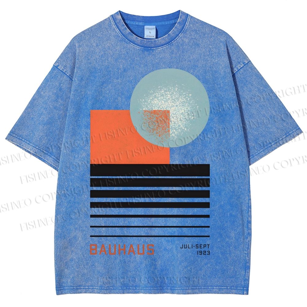 Unisex Bauhaus Geometry Printed Washed Tee