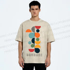 Unisex Bauhaus Colored Geometry Printed Washed Tee