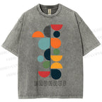 Unisex Bauhaus Colored Geometry Printed Washed Tee