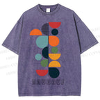 Unisex Bauhaus Colored Geometry Printed Washed Tee