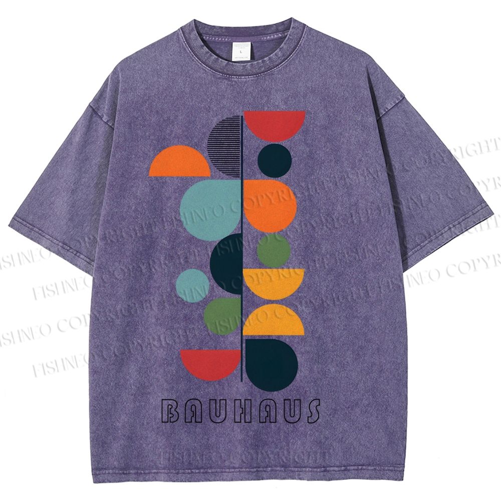 Unisex Bauhaus Colored Geometry Printed Washed Tee