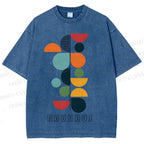 Unisex Bauhaus Colored Geometry Printed Washed Tee