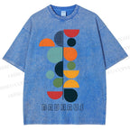 Unisex Bauhaus Colored Geometry Printed Washed Tee
