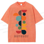 Unisex Bauhaus Colored Geometry Printed Washed Tee