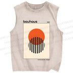 Unisex Bauhaus Geometry Printed Washed Tank Top
