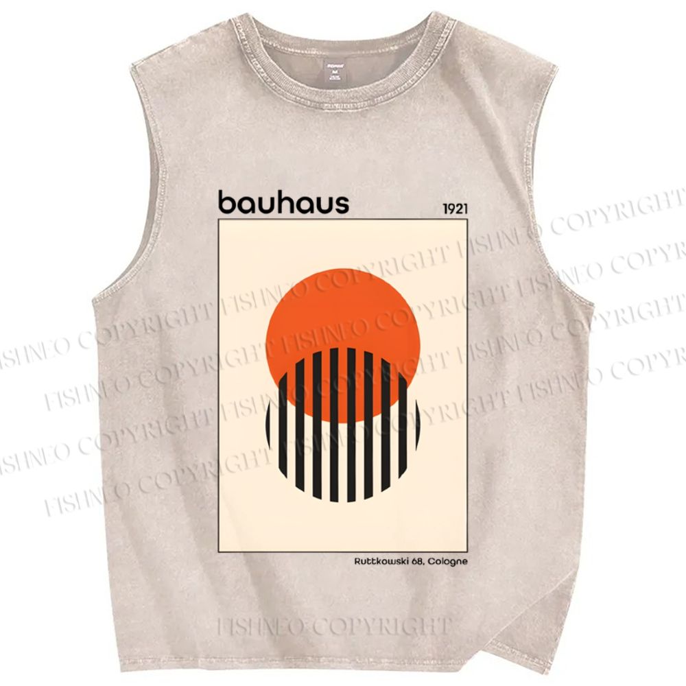 Unisex Bauhaus Geometry Printed Washed Tank Top