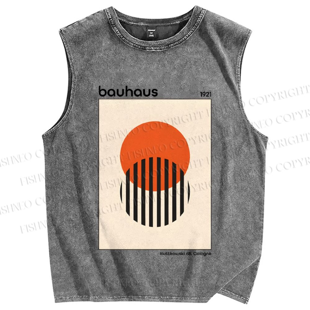 Unisex Bauhaus Geometry Printed Washed Tank Top