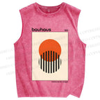 Unisex Bauhaus Geometry Printed Washed Tank Top