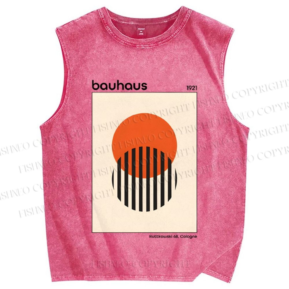 Unisex Bauhaus Geometry Printed Washed Tank Top
