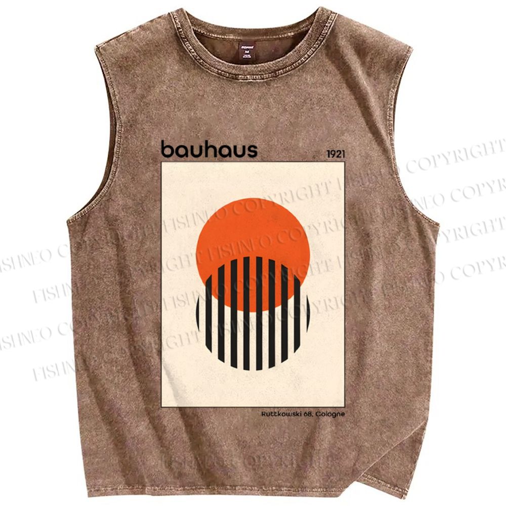 Unisex Bauhaus Geometry Printed Washed Tank Top