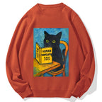 Funny Black Cat Reading Cotton Sweatshirt