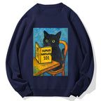 Funny Black Cat Reading Cotton Sweatshirt