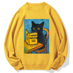Funny Black Cat Reading Cotton Sweatshirt