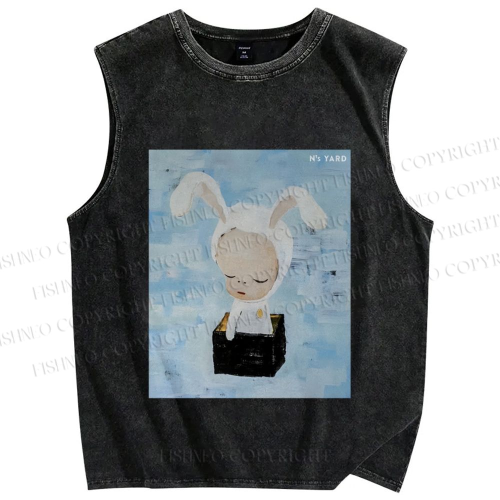 Unisex Yoshitomo Nara Printed Washed Tank Top