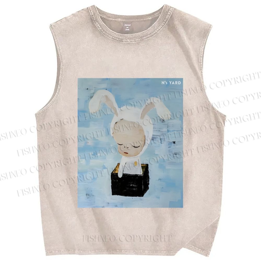 Unisex Yoshitomo Nara Printed Washed Tank Top