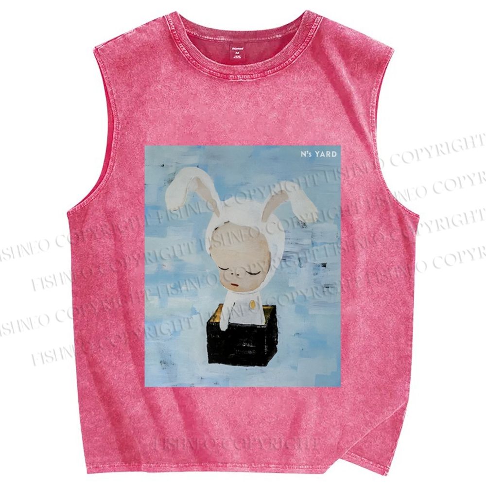Unisex Yoshitomo Nara Printed Washed Tank Top