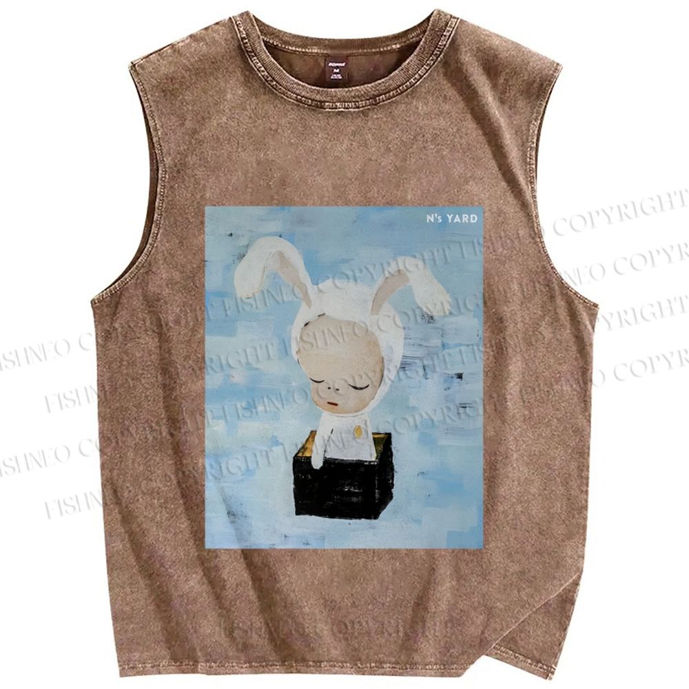 Unisex Yoshitomo Nara Printed Washed Tank Top