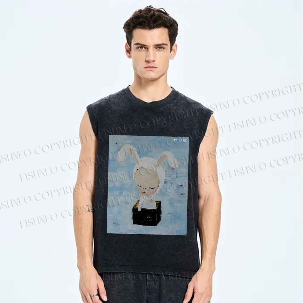 Unisex Yoshitomo Nara Printed Washed Tank Top