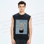 Unisex Yoshitomo Nara Printed Washed Tank Top