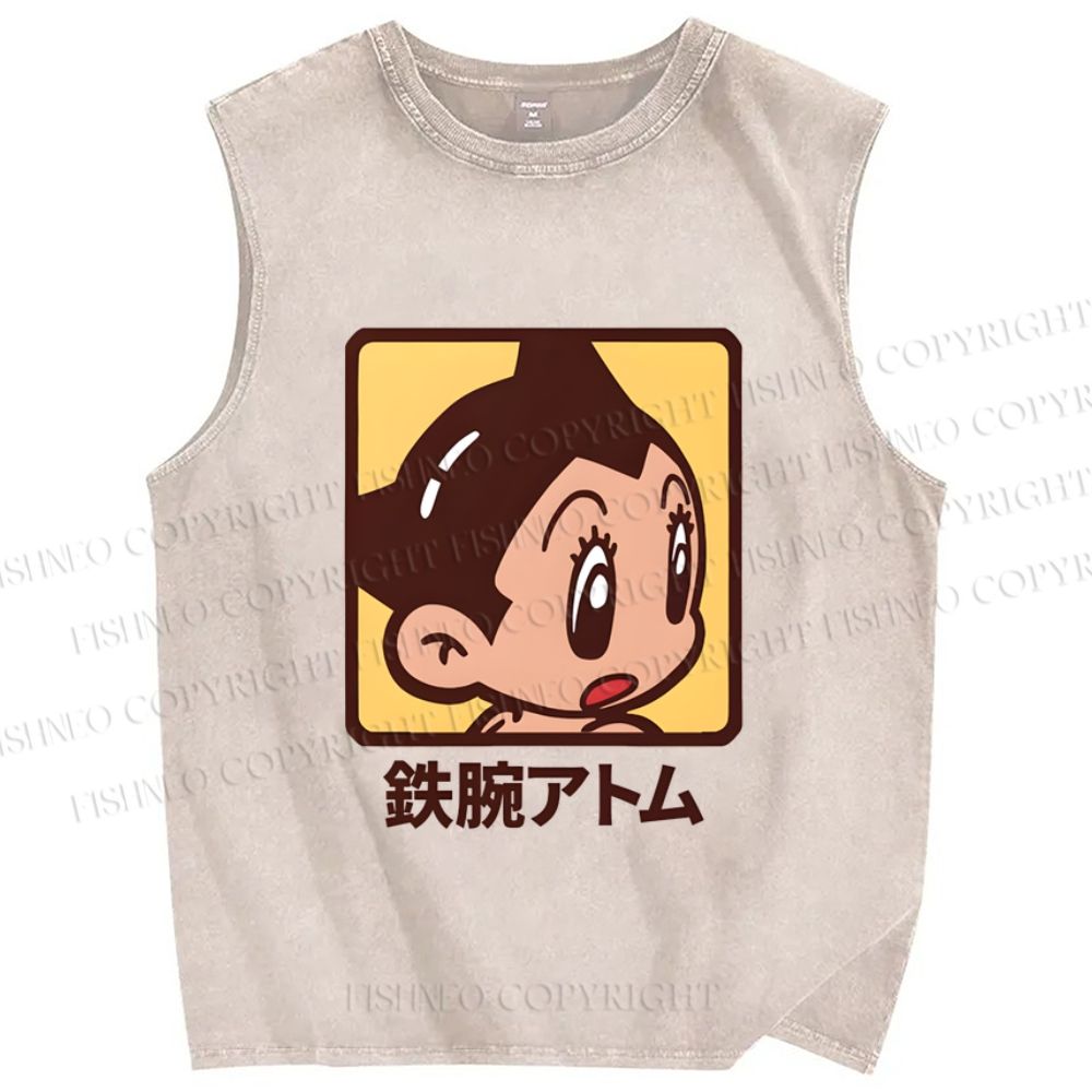 Unisex Astro Boy Printed Washed Tank Top
