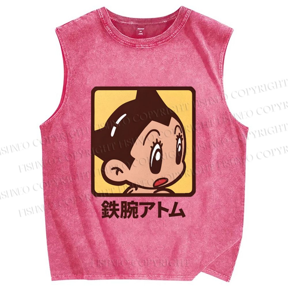 Unisex Astro Boy Printed Washed Tank Top