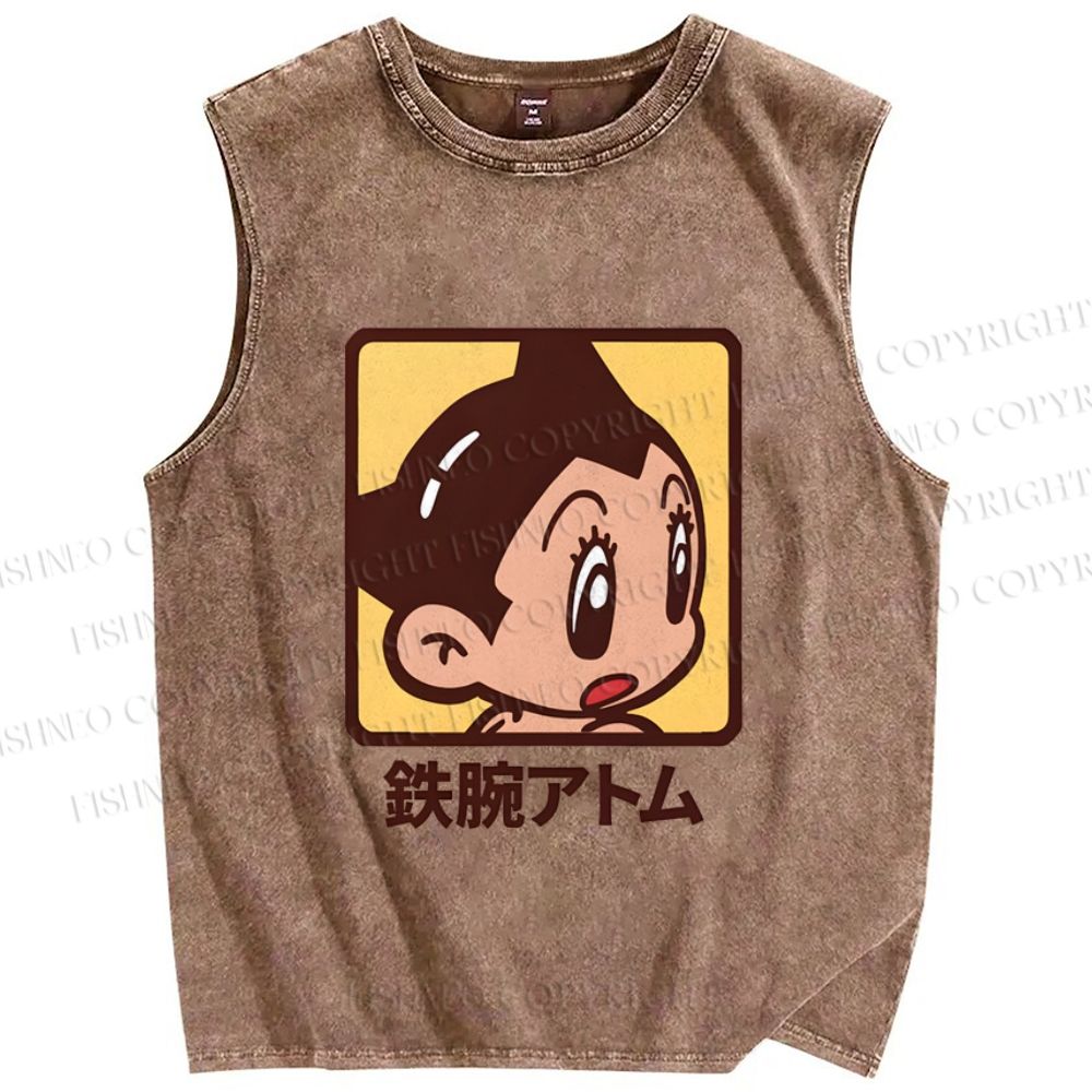 Unisex Astro Boy Printed Washed Tank Top