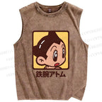 Unisex Astro Boy Printed Washed Tank Top
