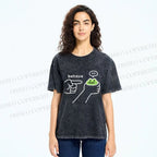 Unisex Behave Frog Printed Washed Tee
