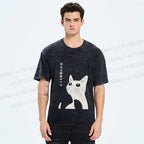 Unisex The Cat is Watching Today Printed Washed Tee
