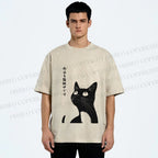Unisex The Cat is Watching Today Printed Washed Tee