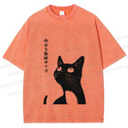 Unisex The Cat is Watching Today Printed Washed Tee