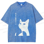 Unisex The Cat is Watching Today Printed Washed Tee