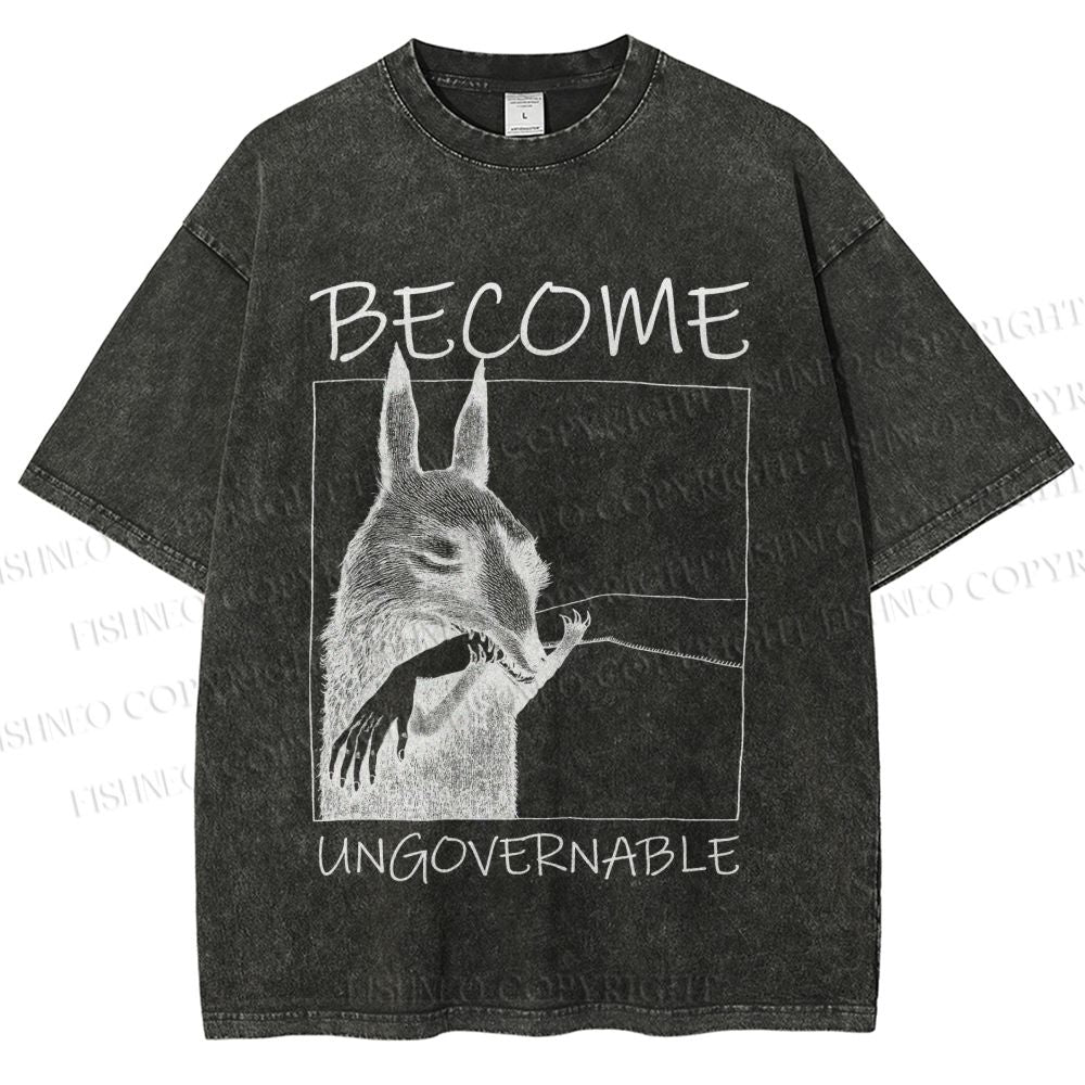 Unisex Become Ungovernable Donkey Printed Washed Tee