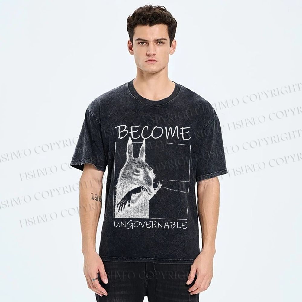 Unisex Become Ungovernable Donkey Printed Washed Tee