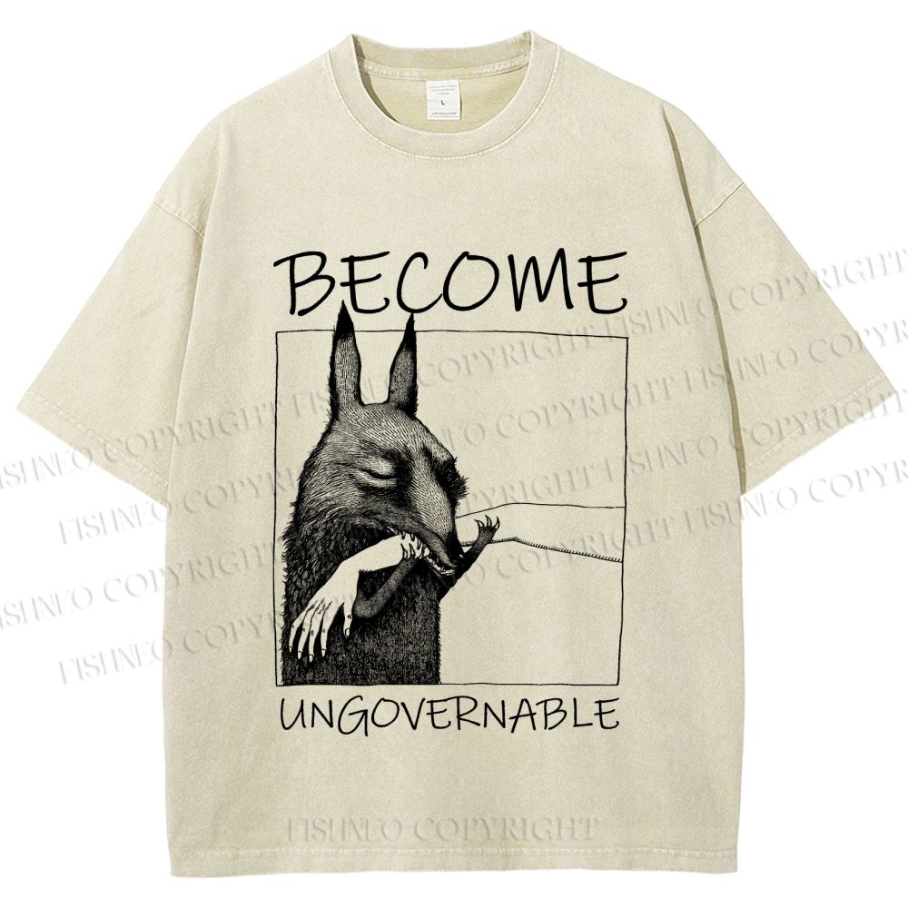 Unisex Become Ungovernable Donkey Printed Washed Tee