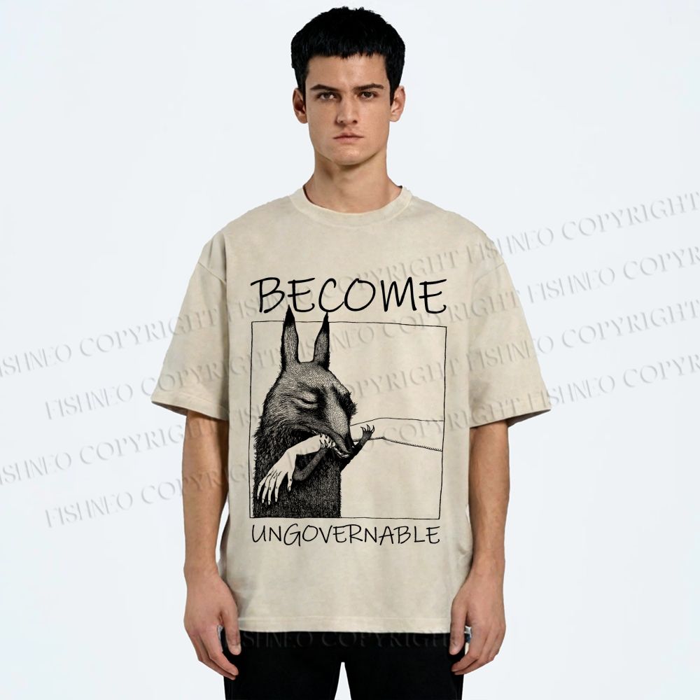 Unisex Become Ungovernable Donkey Printed Washed Tee