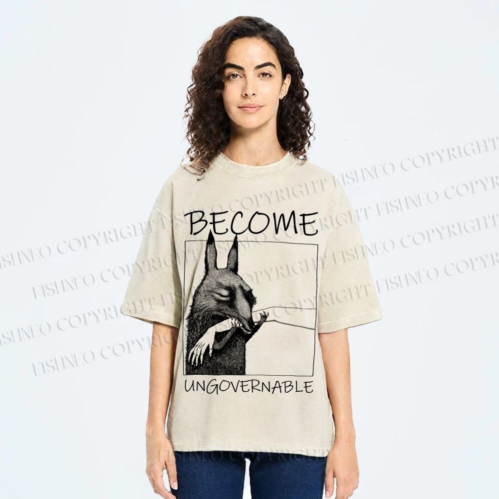 Unisex Become Ungovernable Donkey Printed Washed Tee