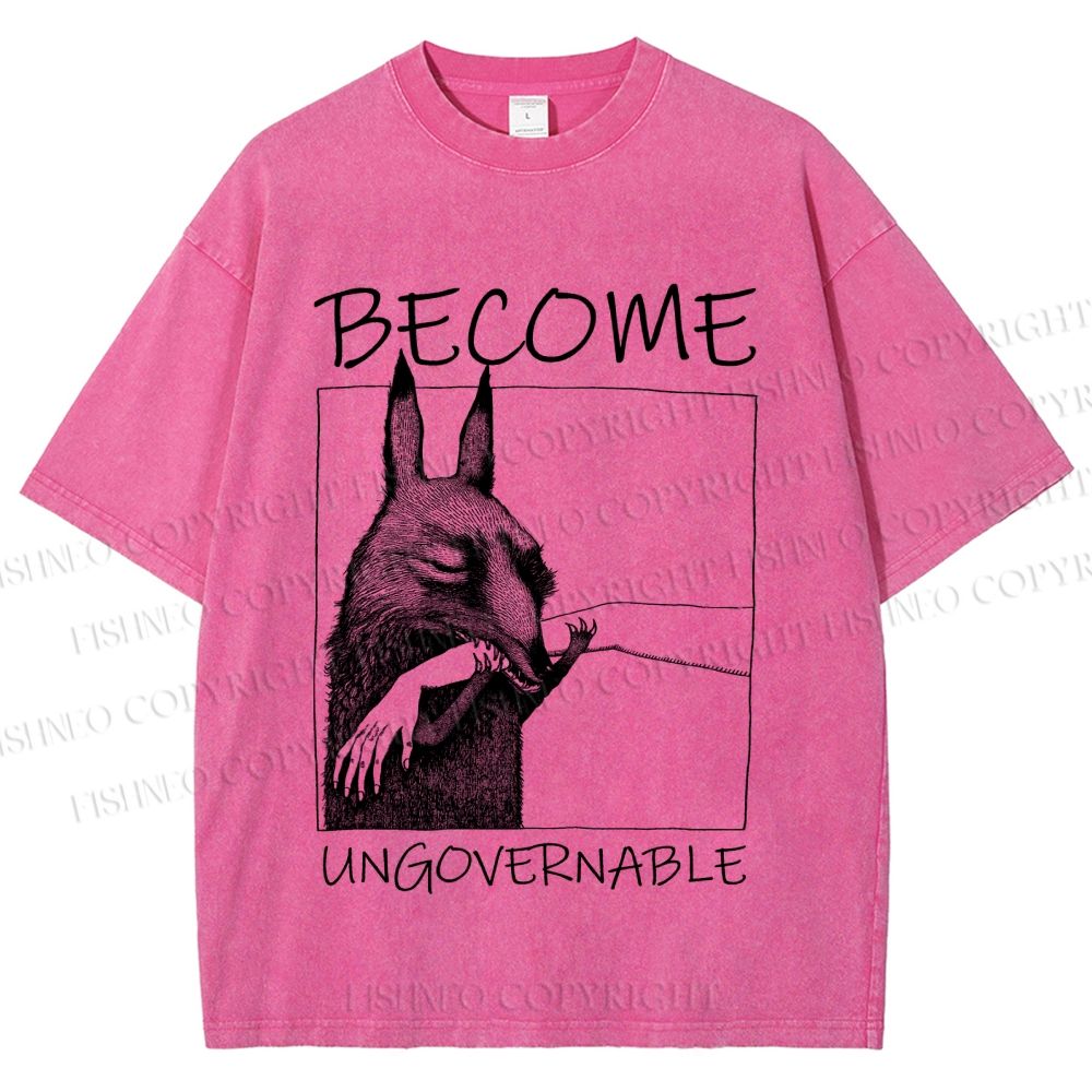 Unisex Become Ungovernable Donkey Printed Washed Tee
