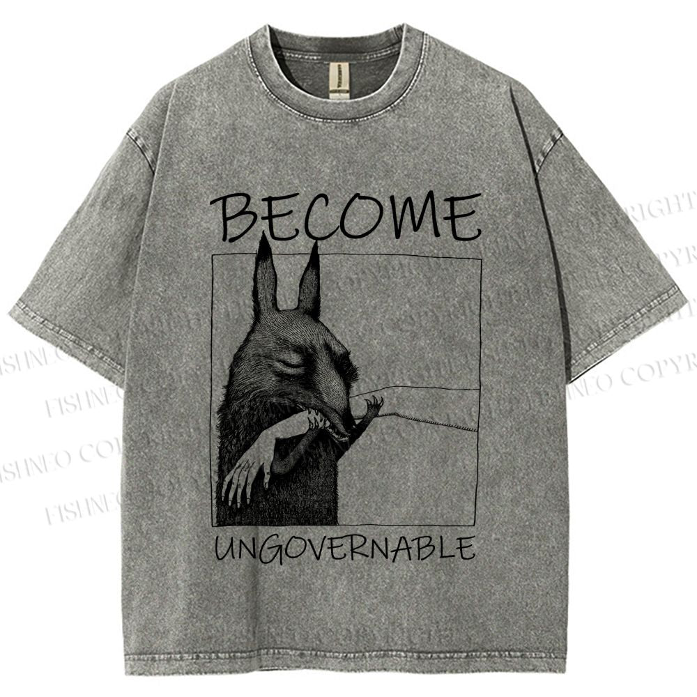 Unisex Become Ungovernable Donkey Printed Washed Tee