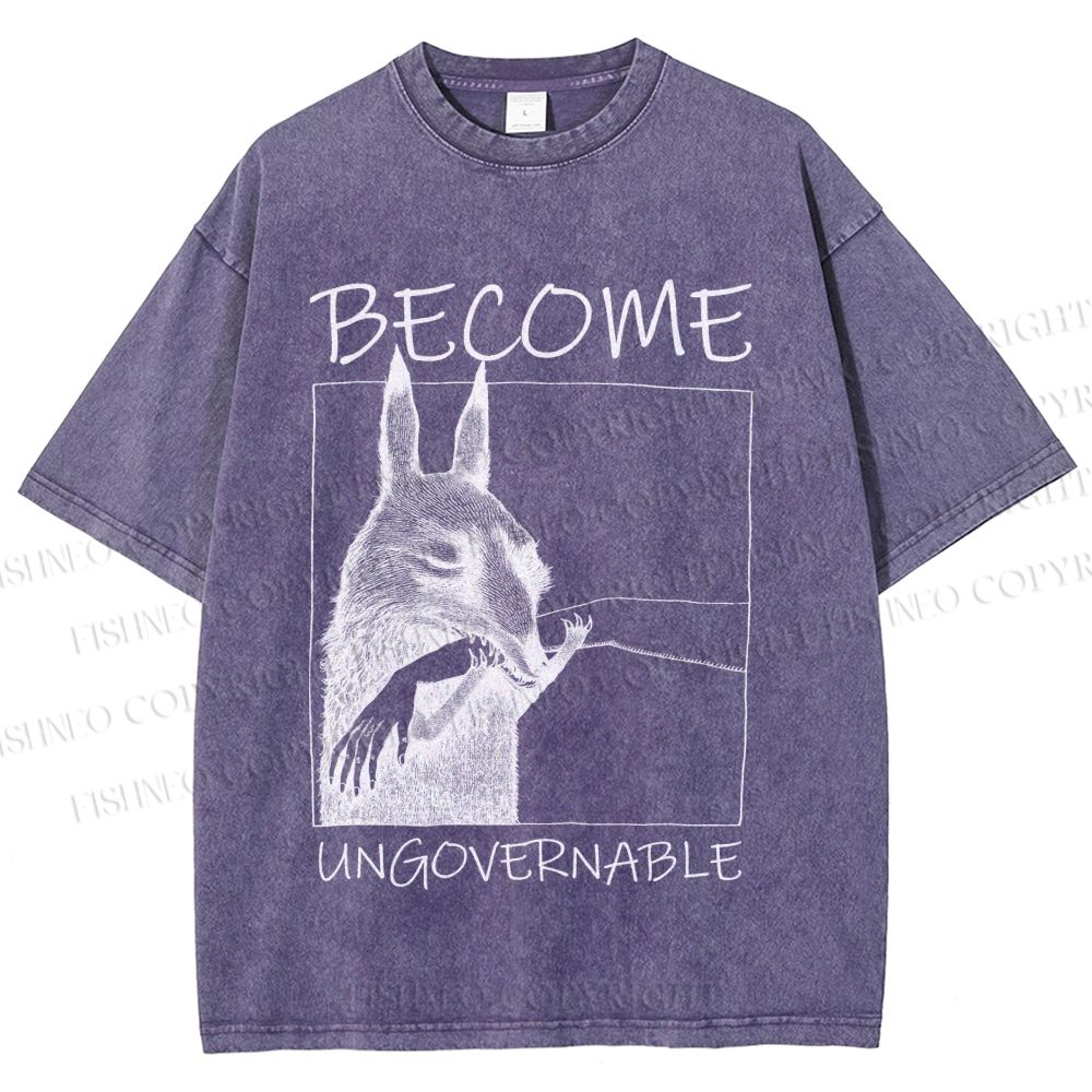 Unisex Become Ungovernable Donkey Printed Washed Tee