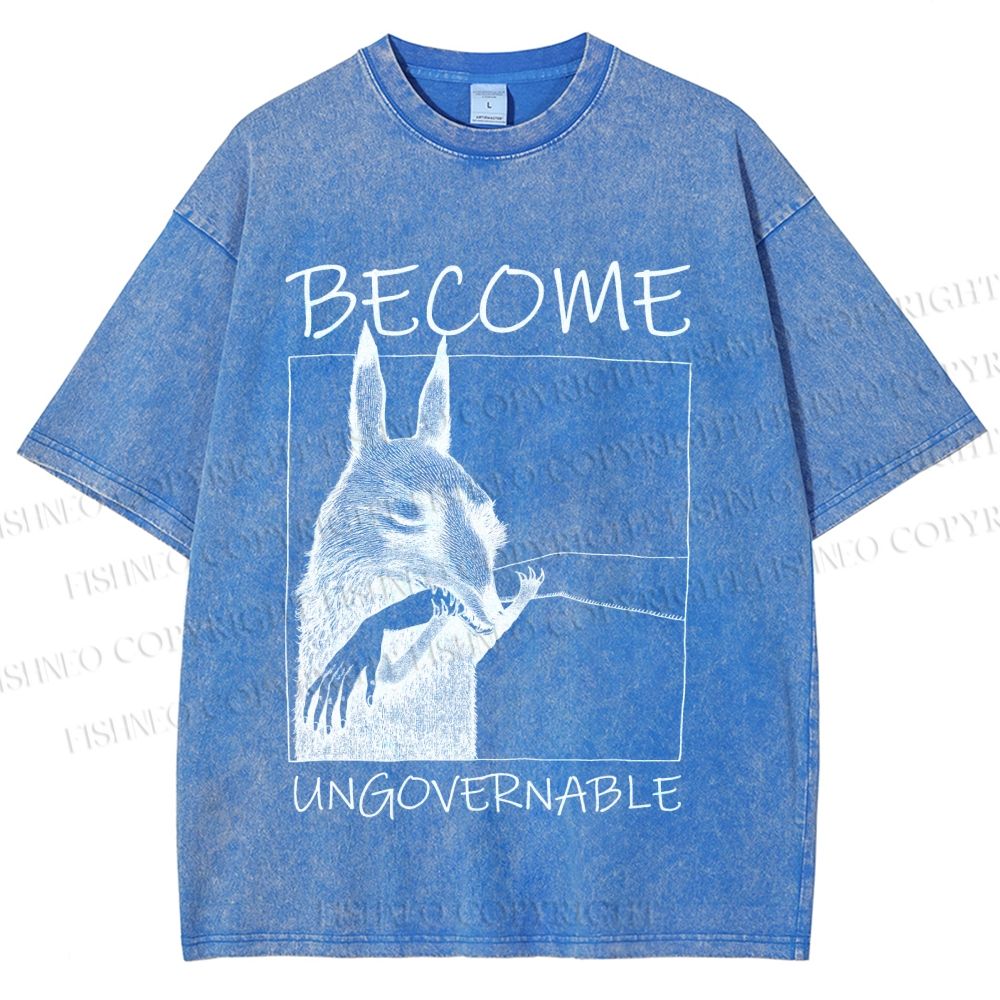 Unisex Become Ungovernable Donkey Printed Washed Tee