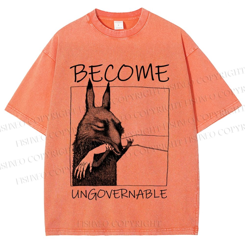 Unisex Become Ungovernable Donkey Printed Washed Tee