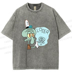 Unisex Squidward Tentacles Loser Printed Washed Tee