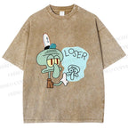 Unisex Squidward Tentacles Loser Printed Washed Tee