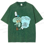 Unisex Squidward Tentacles Loser Printed Washed Tee