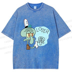 Unisex Squidward Tentacles Loser Printed Washed Tee