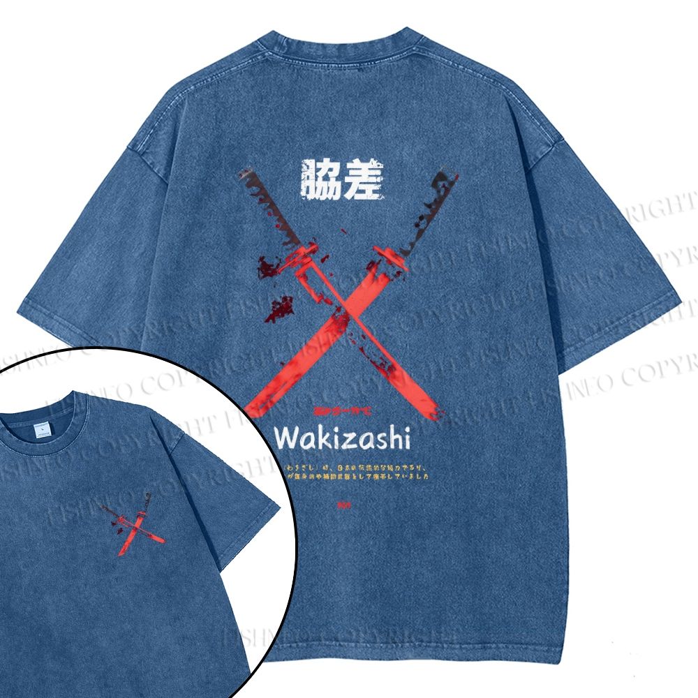 Unisex Wakizashi Knife Design Back Washed Tee