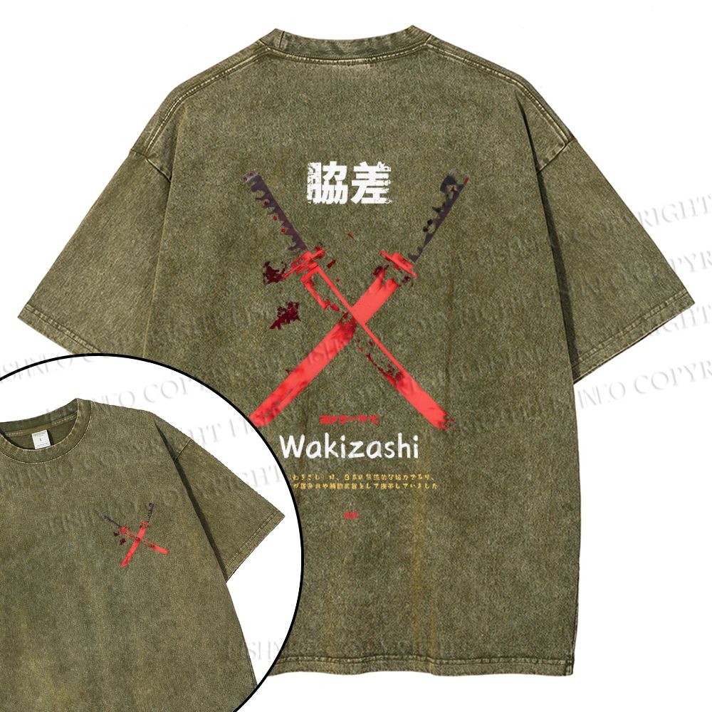 Unisex Wakizashi Knife Design Back Washed Tee